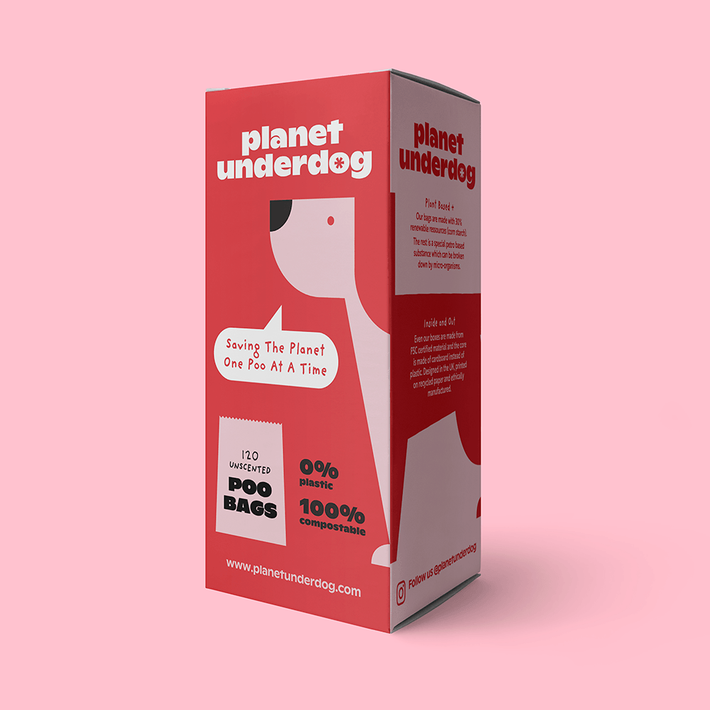 120 Planet Underdog Compostable Dog Poop Bags - Red Box - GeePaws