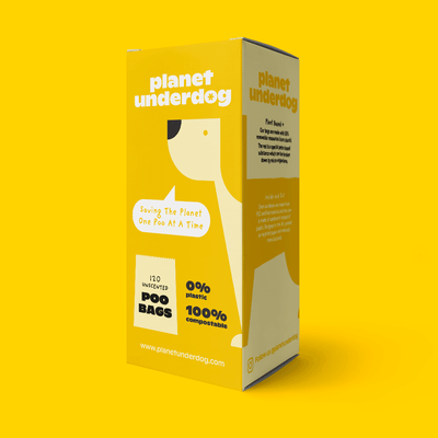 120 Planet Underdog Compostable Dog Poop Bags - Yellow Box - GeePaws