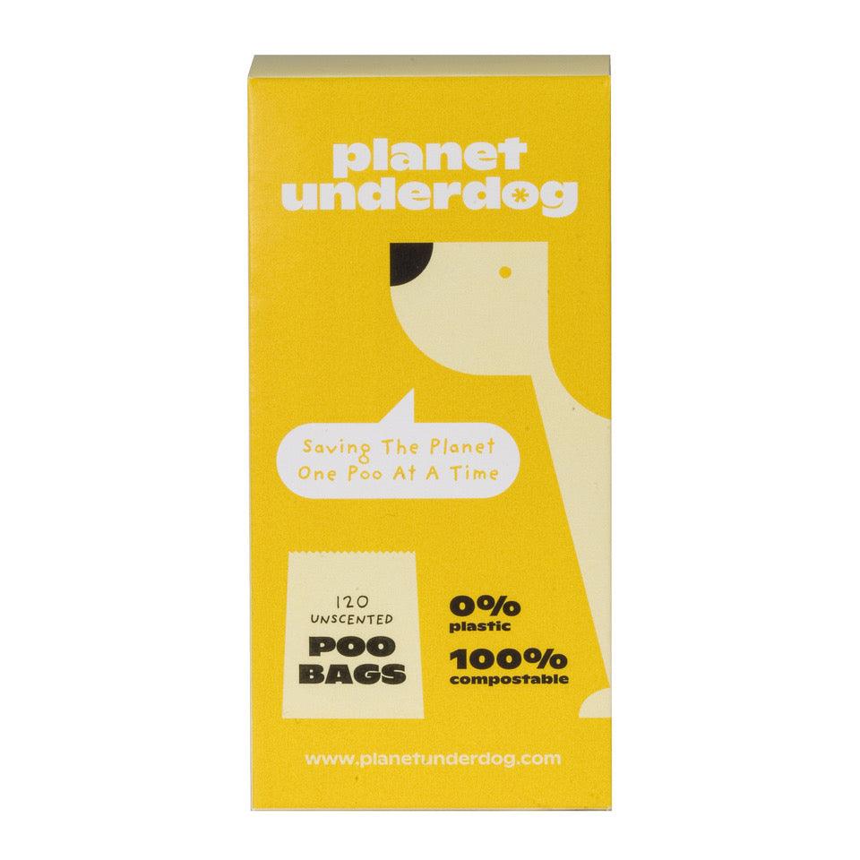 120 Planet Underdog Compostable Dog Poop Bags - Yellow Box - GeePaws