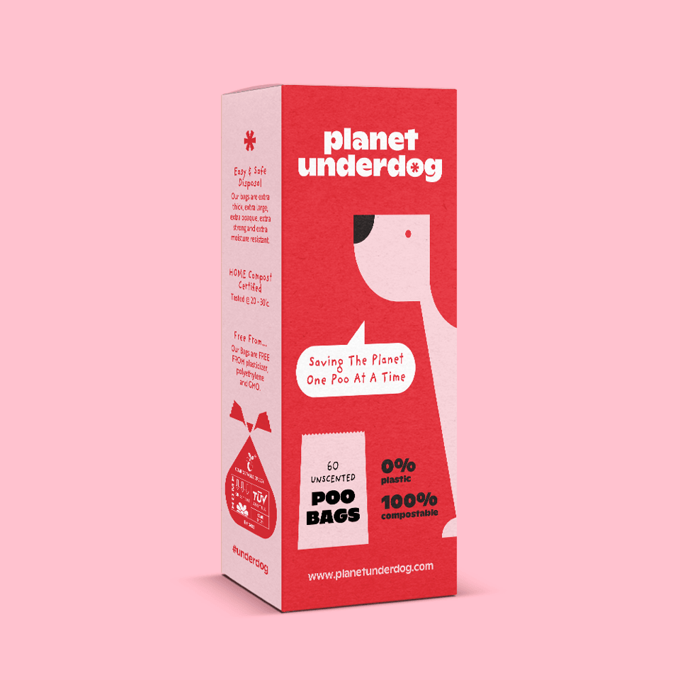 60 Planet Underdog Compostable Dog Poop Bags - Red Box - GeePaws