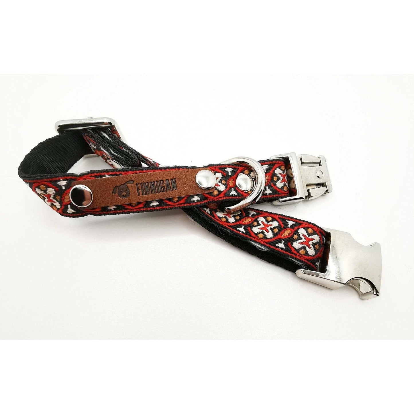 Finnigan Designer Dog Collar (Red Collection) Small - GeePaws