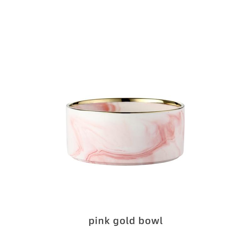 Marbling Ceramic Double Bowl For Pet - GeePaws