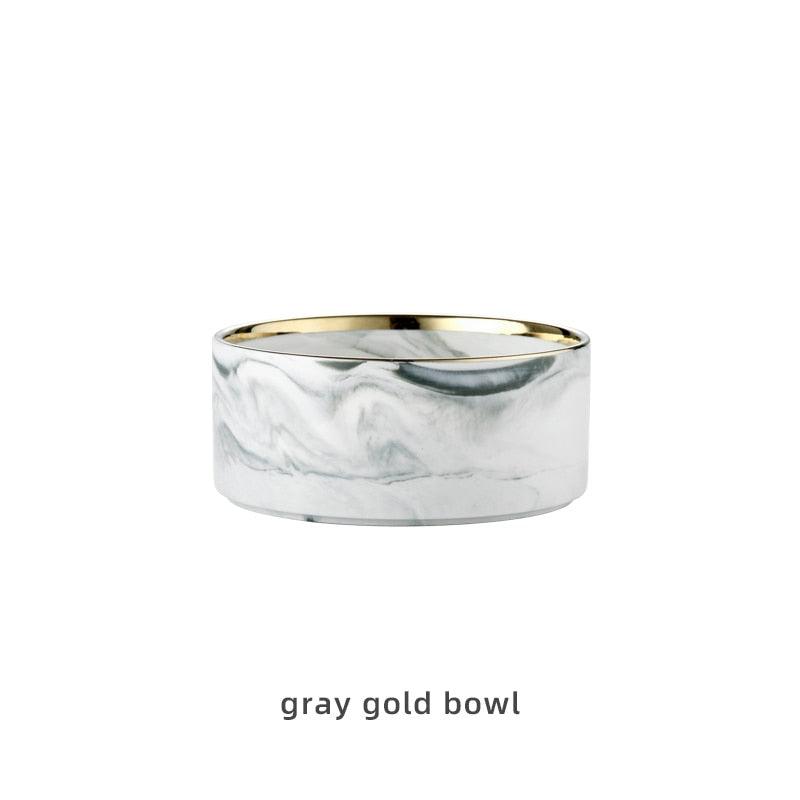 Marbling Ceramic Double Bowl For Pet - GeePaws