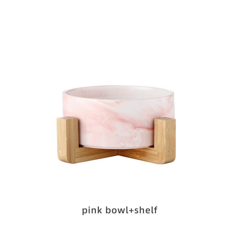 Marbling Ceramic Double Bowl For Pet - GeePaws