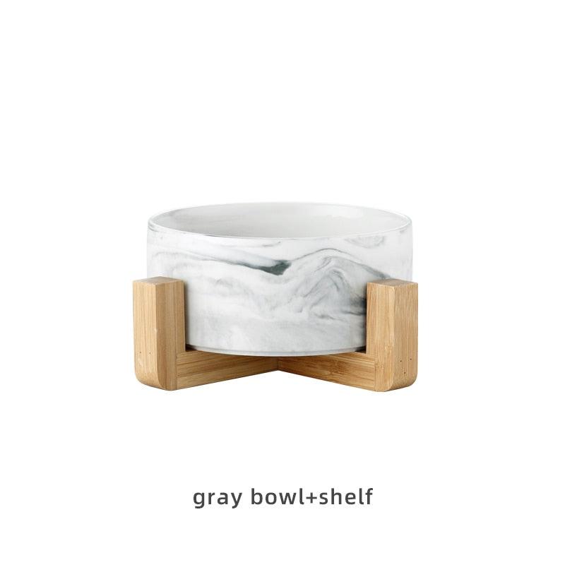 Marbling Ceramic Double Bowl For Pet - GeePaws