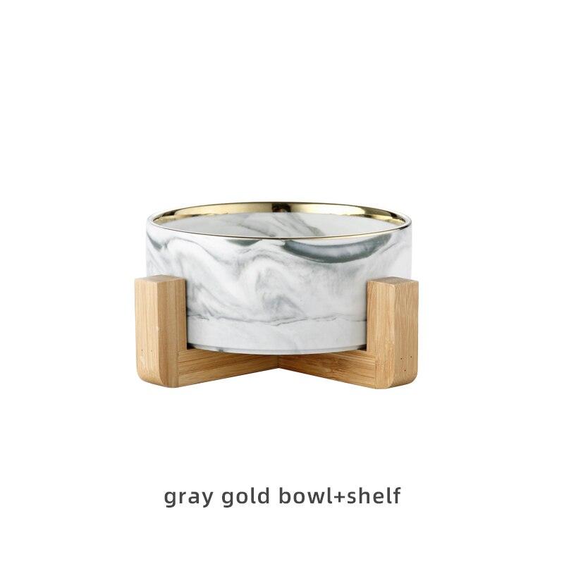 Marbling Ceramic Double Bowl For Pet - GeePaws